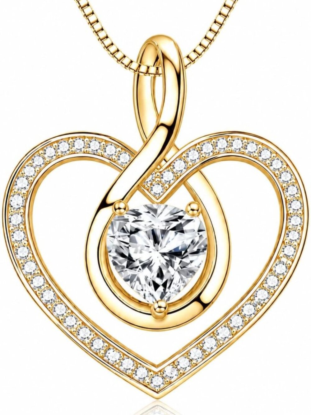 Infinity Heart Moissanite Pendant Necklace in S925 Sterling Silver - Elegant